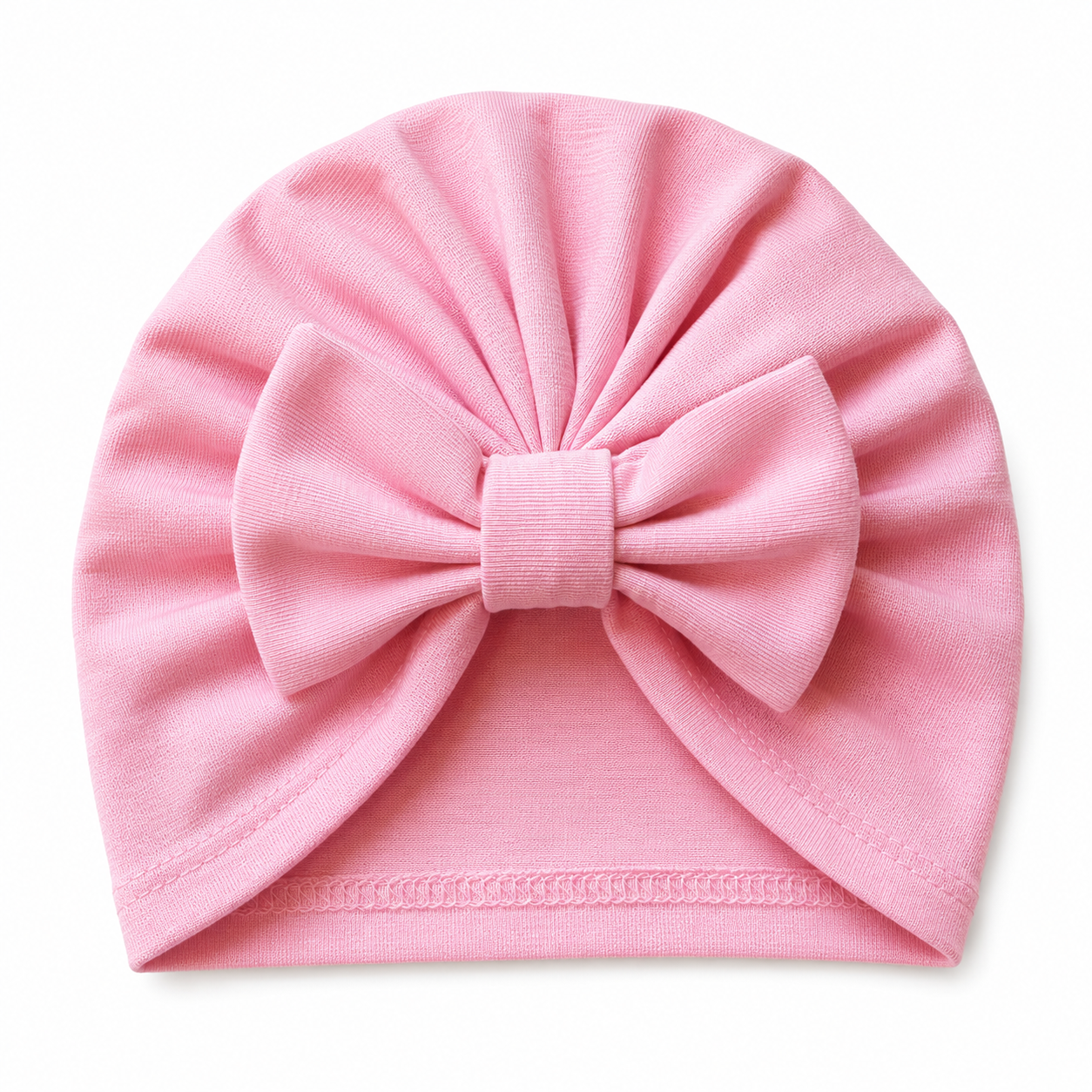 Classic Turban - Világos Rózsaszín Masnis Pamut Lány Turbán