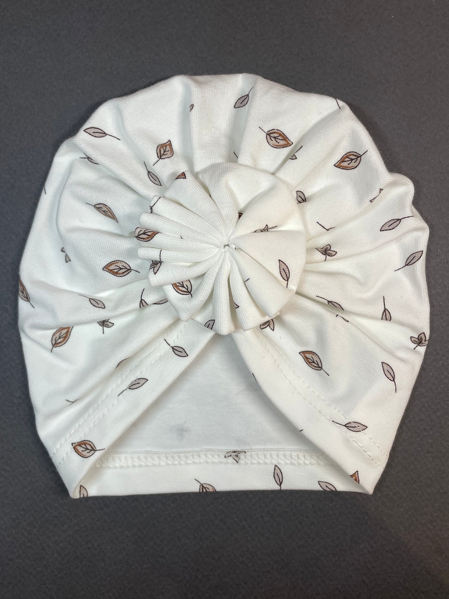 LEAFY - Levél Mintás Fehér Pamut Lány Turbán - Minimanó