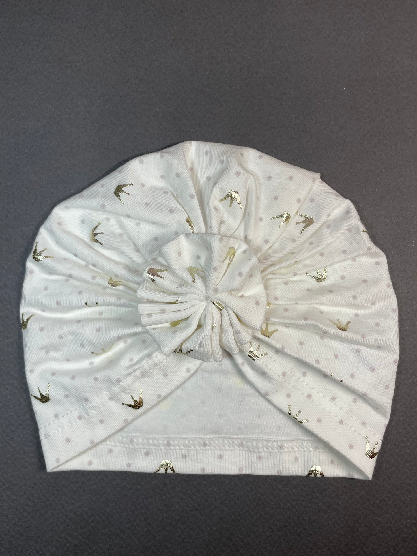 CROWN - Korona Mintás Fehér Pamut Lány Turbán - Minimanó