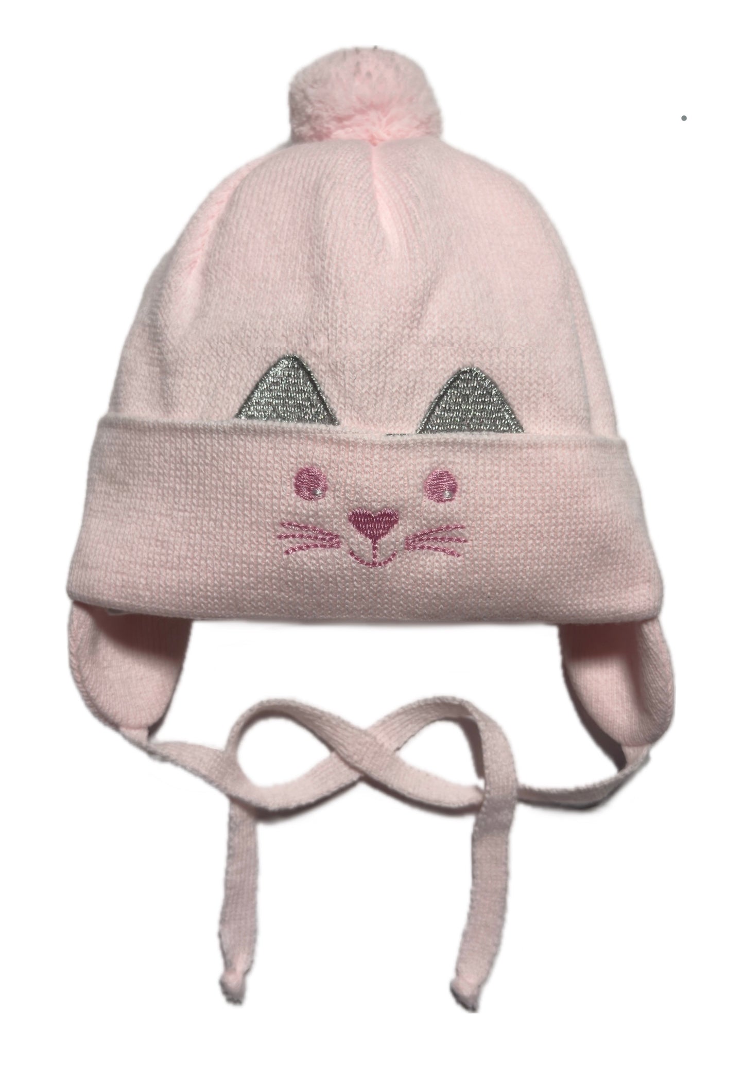 KITTEN SMILE - Rózsaszín Kötős Cica Mintás Kötött Lány Sapka