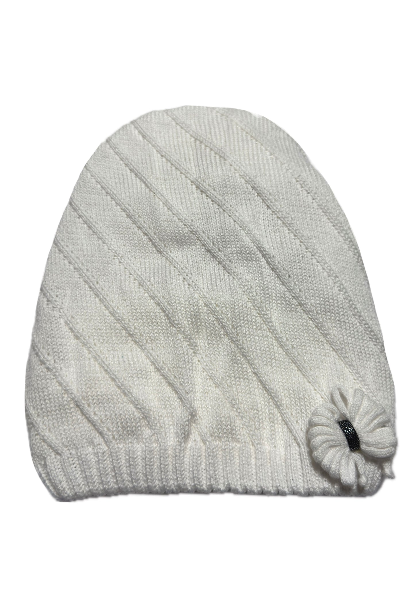 BOW GIRL - Fehér Masnis Kötött Lány Beanie Sapka