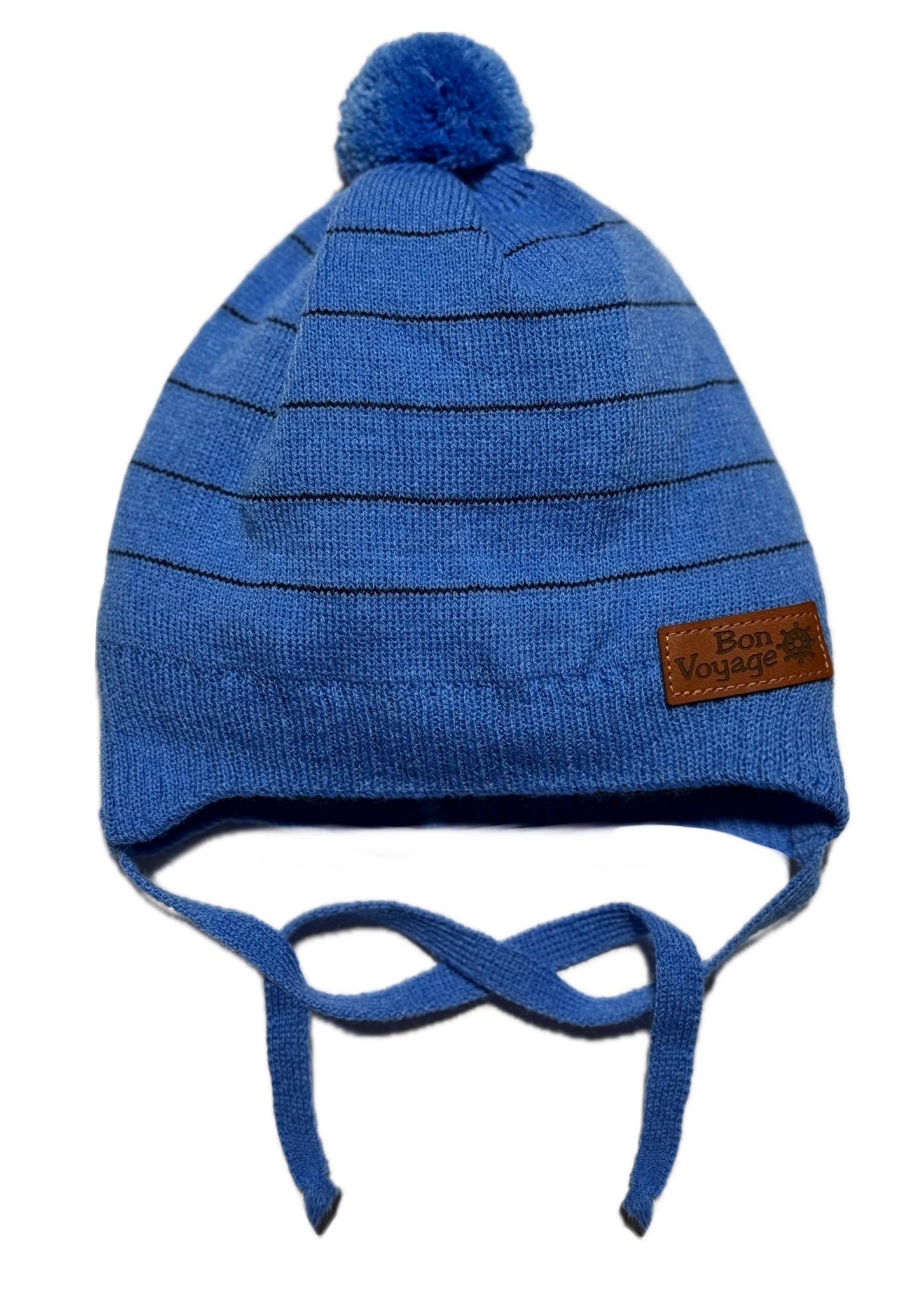 BON VOYAGE - Királykék Kötős Bőrdíszes Fiú Kötött Sapka