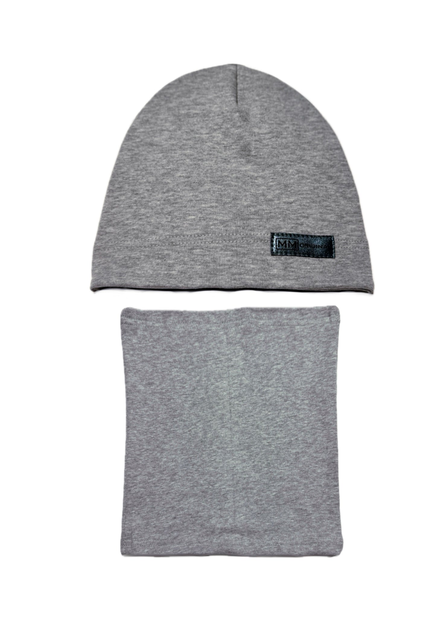 MM ORIGINAL SET - Világosszürke Pamut Fiú Beanie Sapka és Csősál Szett