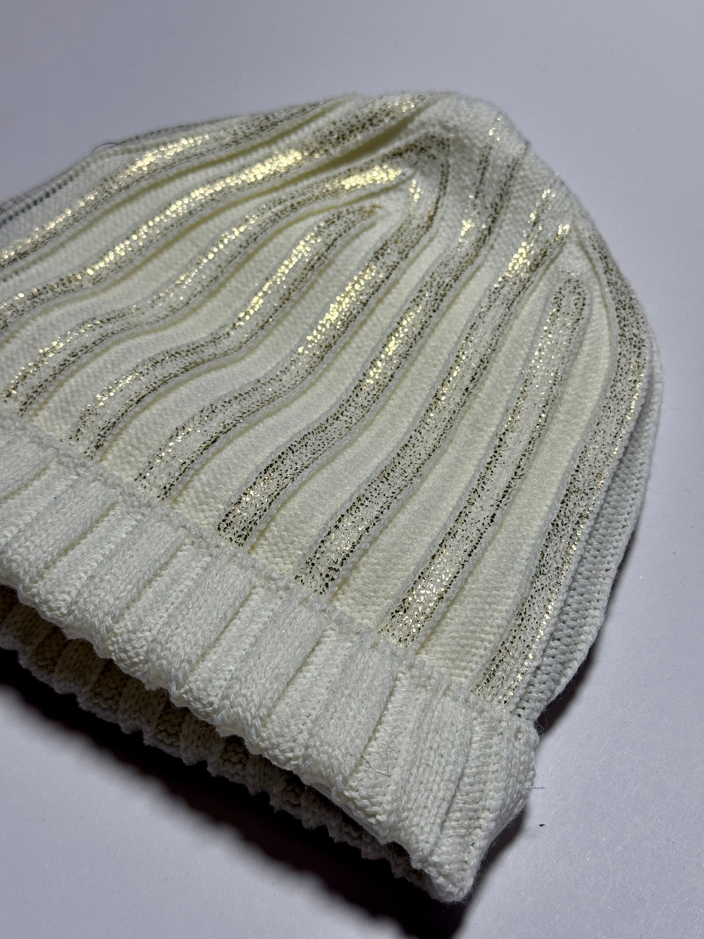 SPARKY - Ekrü Csillámos Kötött Lány Beanie Sapka