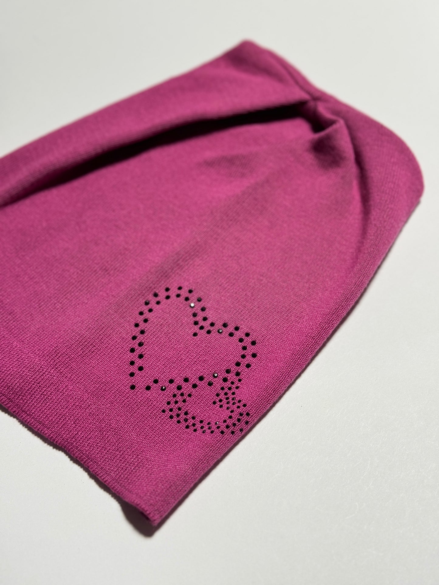 COEUR - Ciklámen Szív Mintás Strasszos Kötött Lány Beanie Sapka