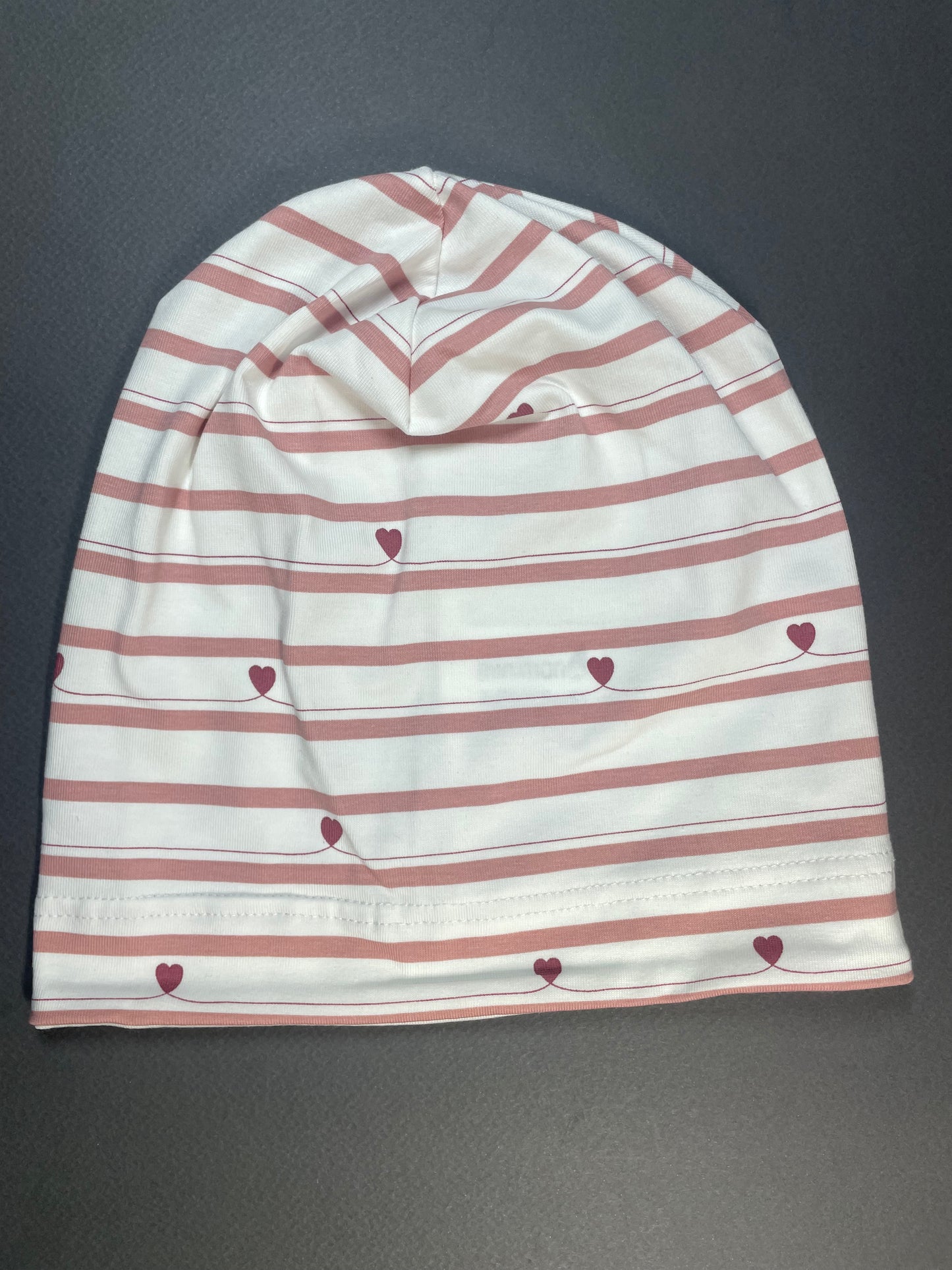 CUORE - Csíkos Szív Mintás Pamut Lány Beanie Sapka - Minimanó