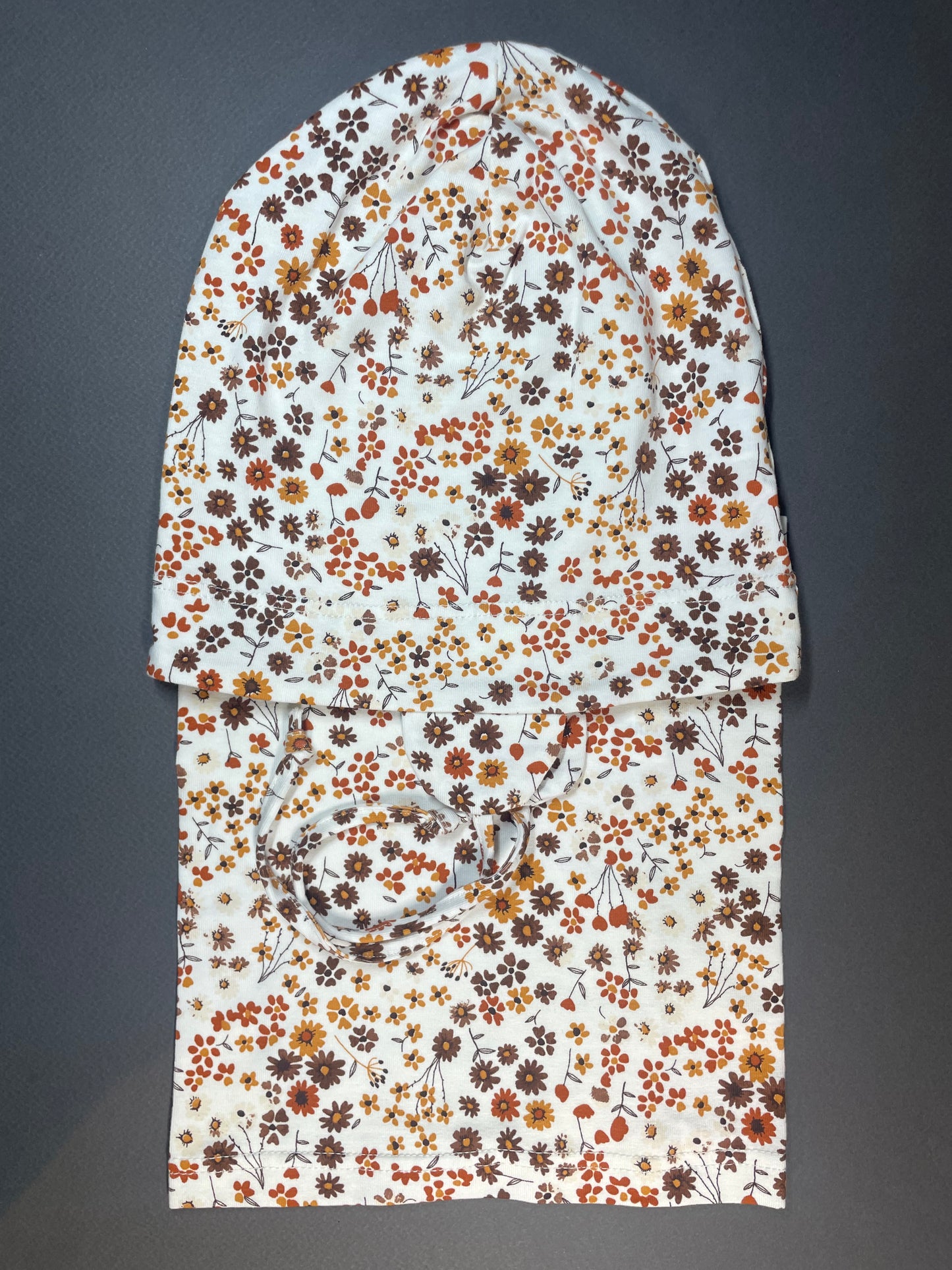 FLORAL GARDEN SET - Virág Mintás Pamut Lány Kötős Sapka és Csősál Szett - Minimanó