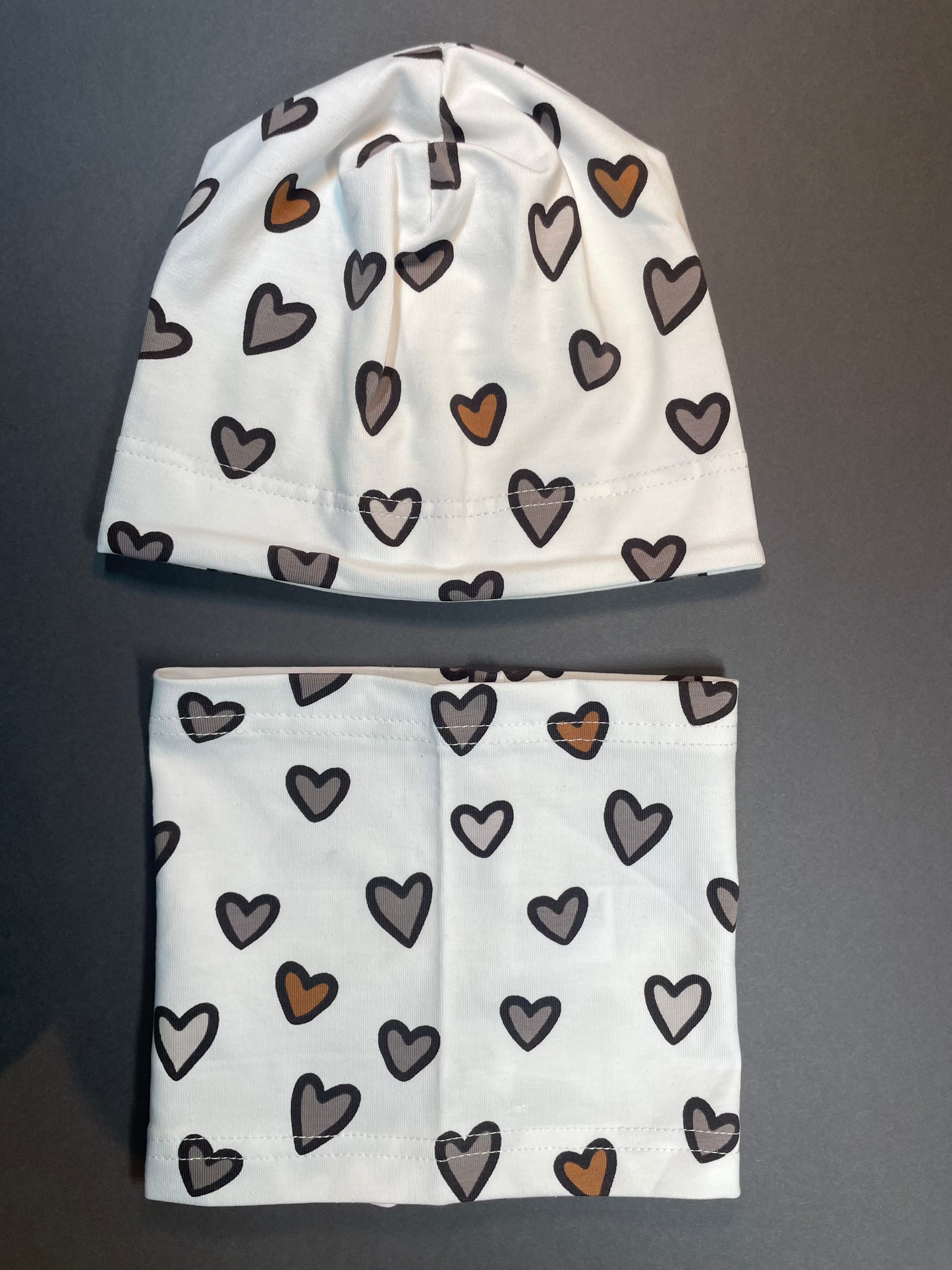 LOVE SET - Szív Mintás Pamut Lány Beanie Sapka és Csősál Szett - Minimanó