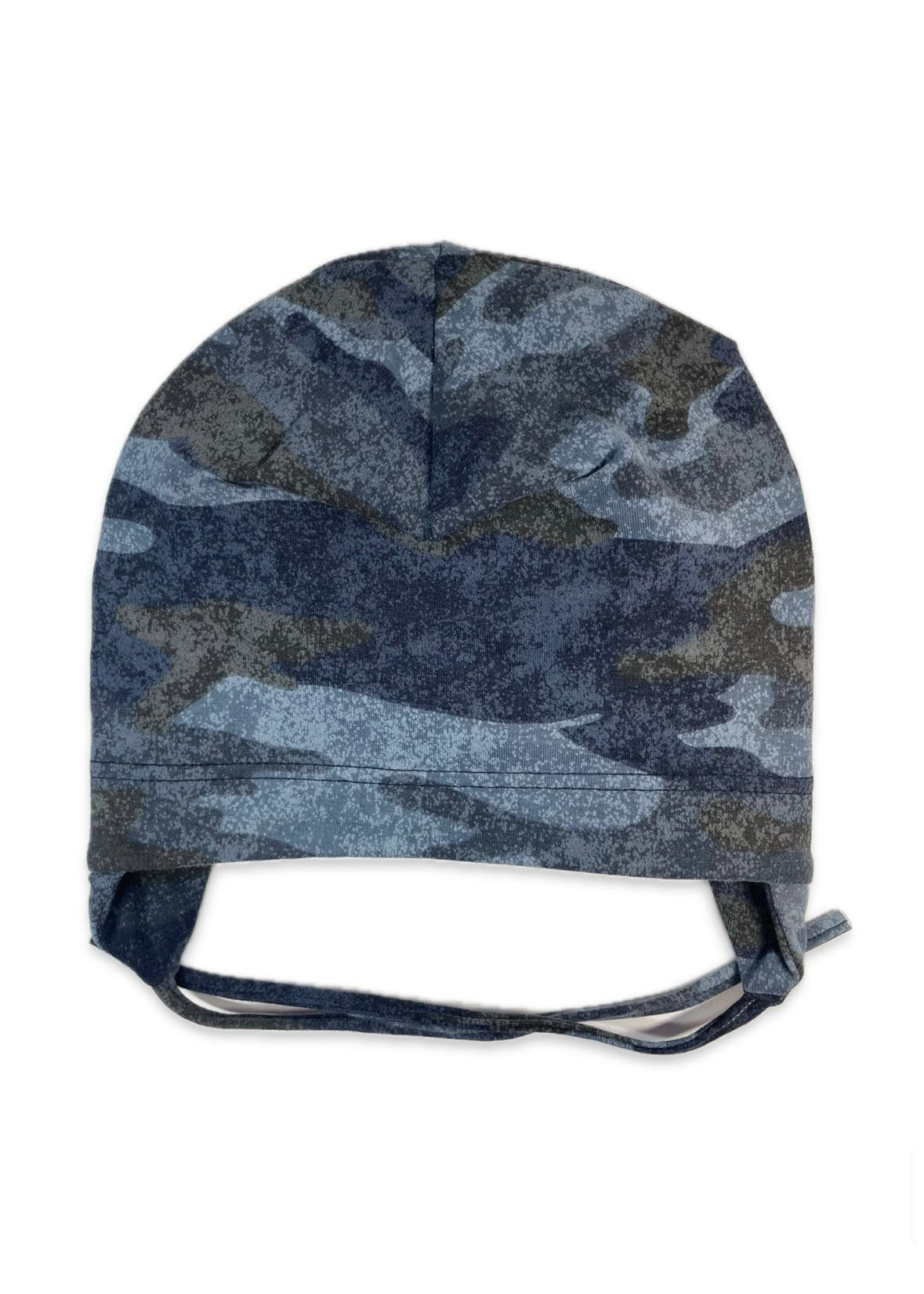 CAMOUFLAGE MINI - Kék Terepmintás Pamut Kötős Fiú Sapka - Fiú Sapka - Minimanó