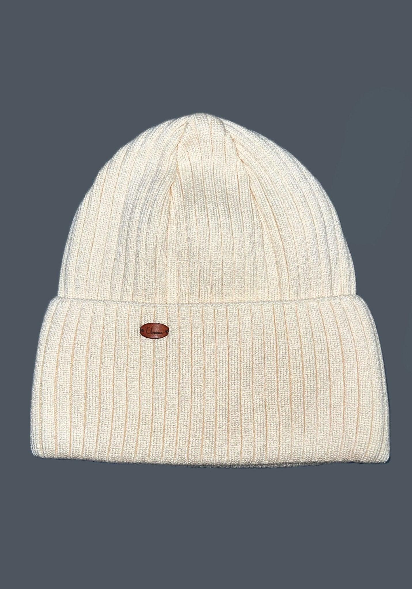 CLASSIC - Krémszínű Bordázott Kötött Téli Beanie Lány Sapka - Fiú Sapka - Minimanó