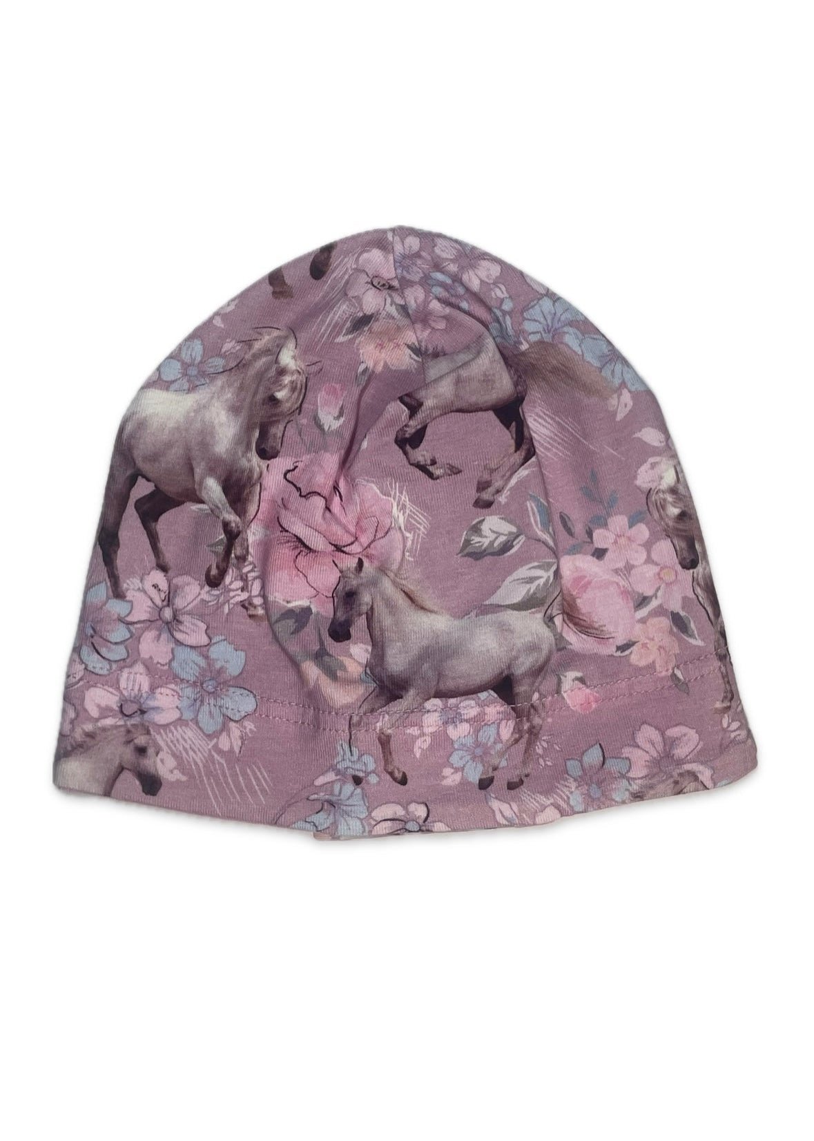 FLORAL SPIRIT - Ló és Virág Mintás Pamut Lány Beanie Sapka - Lány Sapka - Minimanó