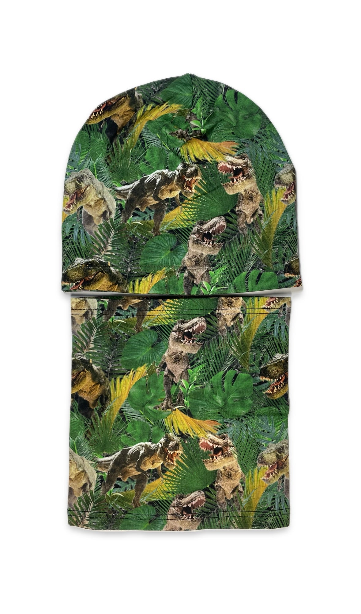 JURASSIC ADVENTURES SET - Dínó Mintás Pamut Fiú Beanie Sapka és Csősál Szett - Fiú Sapka - Minimanó