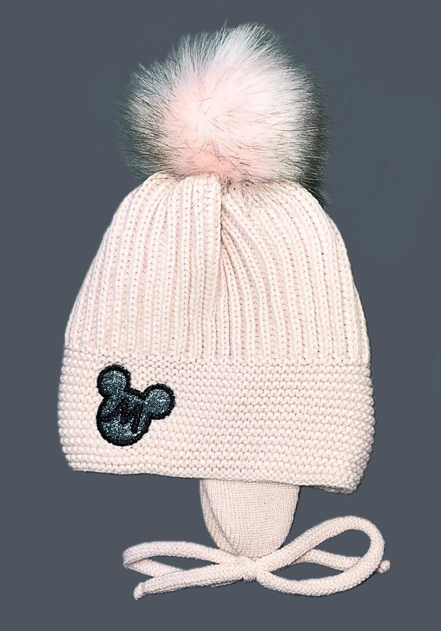 MINNIE 2 - Halványrózsaszín Kötős Pomponos Kötött Lány Téli Gyereksapka - Lány Sapka - Minimanó