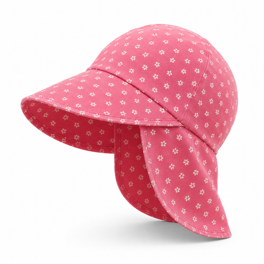 PINK BLOSSOM - Rózsaszín Virágos Vászon Nyári Lány Kalap - Minimanó