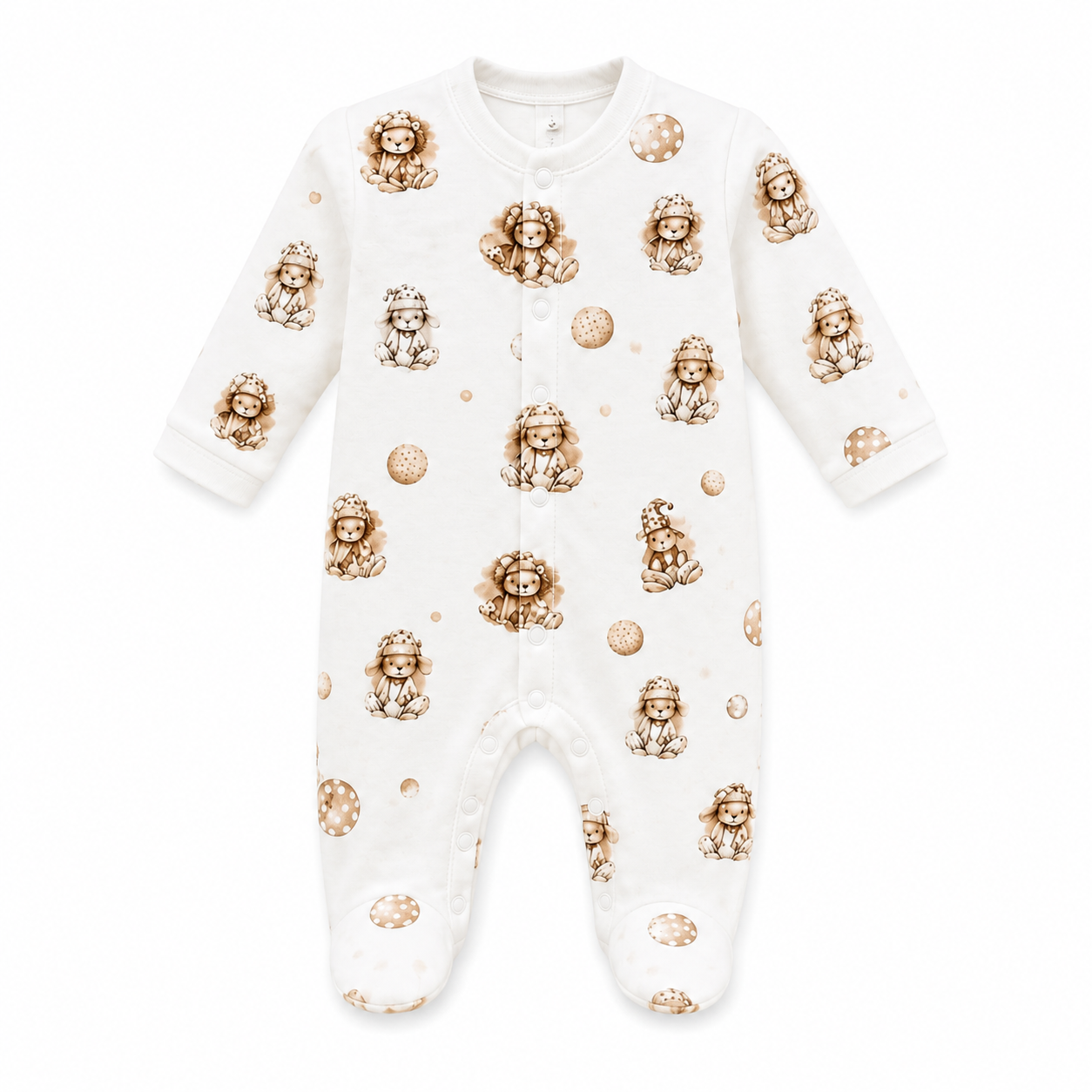 ONESIE - Kutyás Fehér Pamut Babarugdalózó