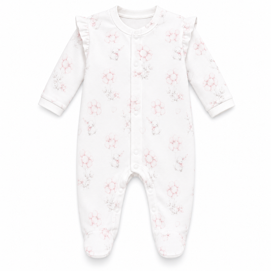 ONESIE - Virágos Fehér Pamut Babarugdalózó