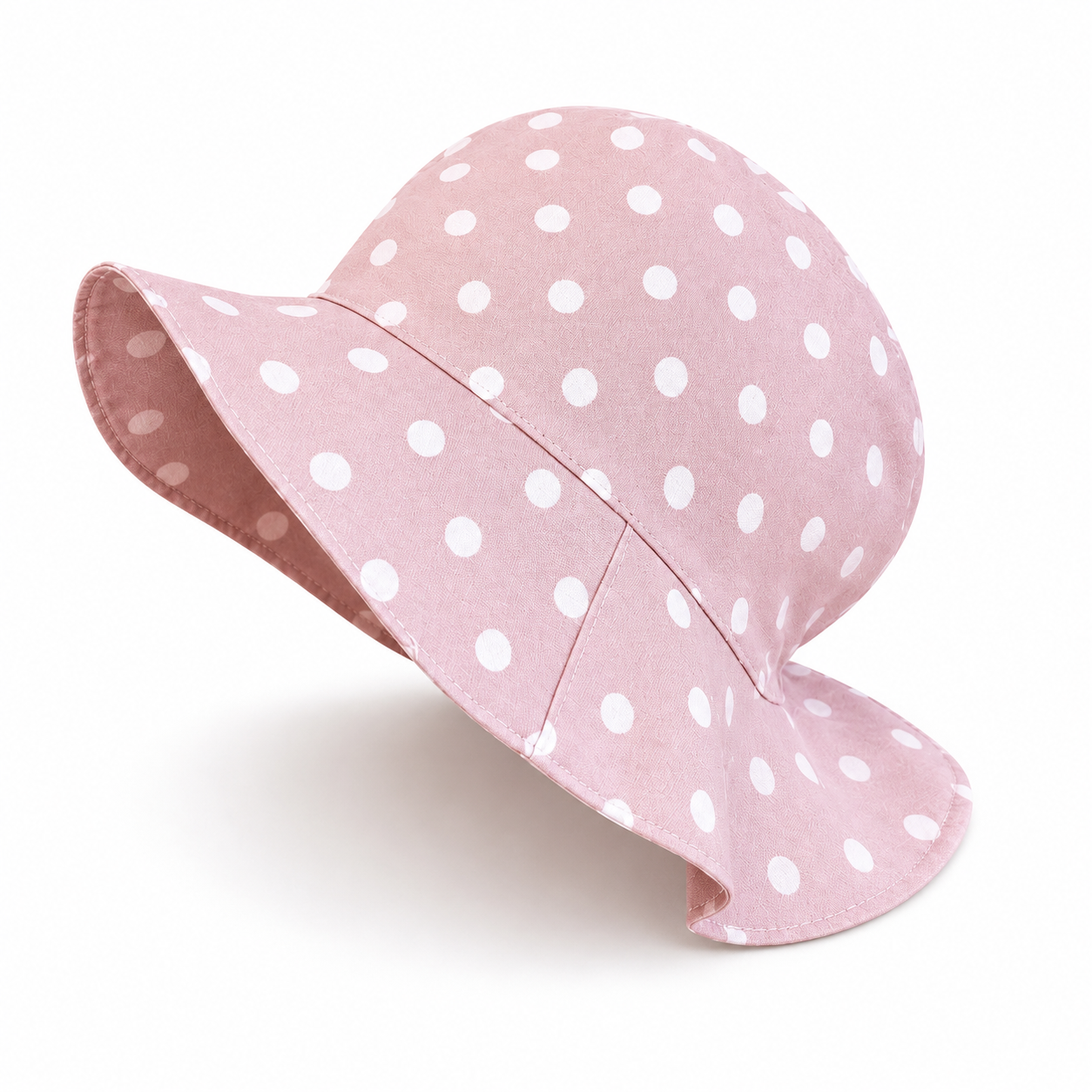 DAISY DOTS - Rózsaszín Pöttyös Pamutvászon Nyári Lány Kalap