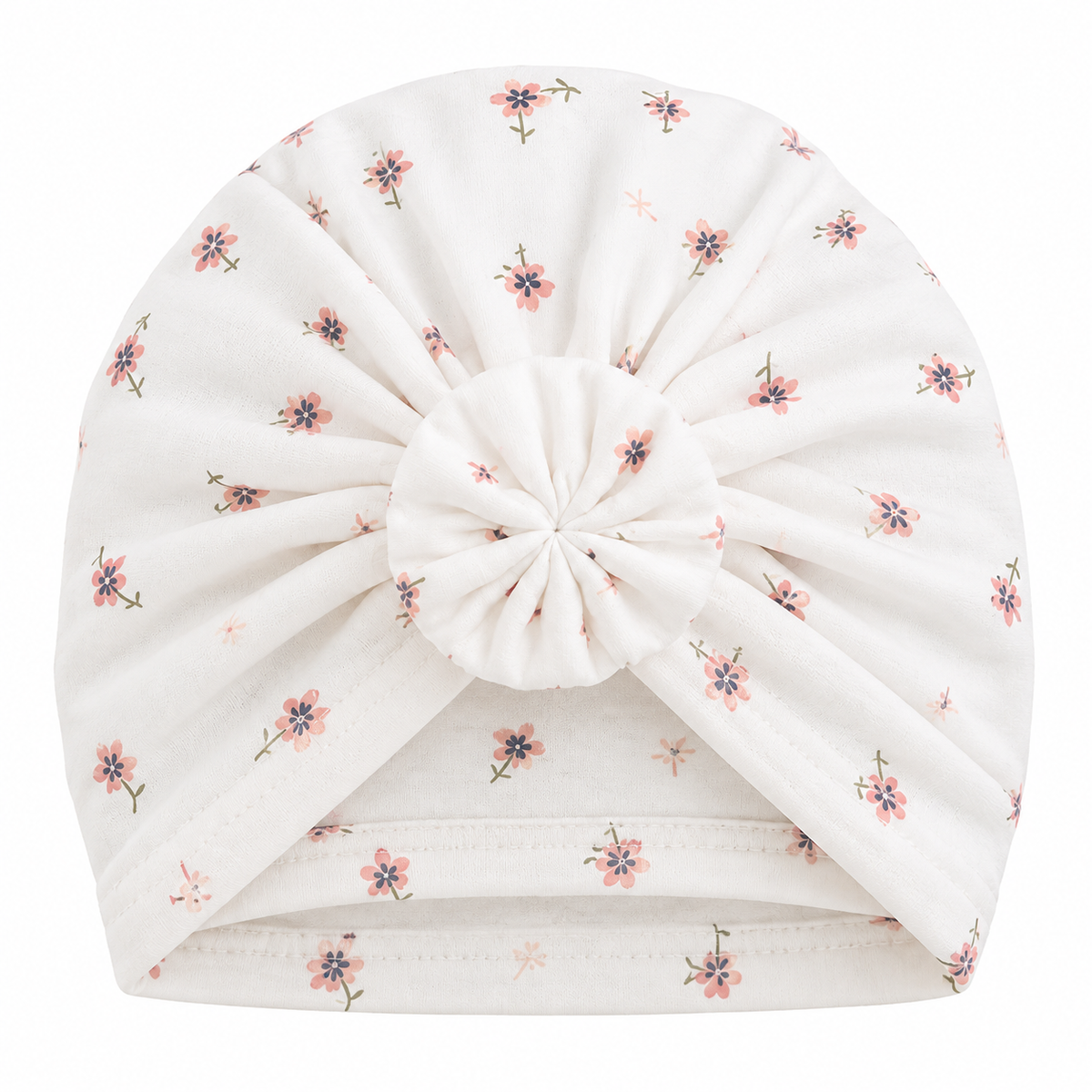 FLORAL TURBAN - Virág Mintás Fehér Pamut Lány Turbán
