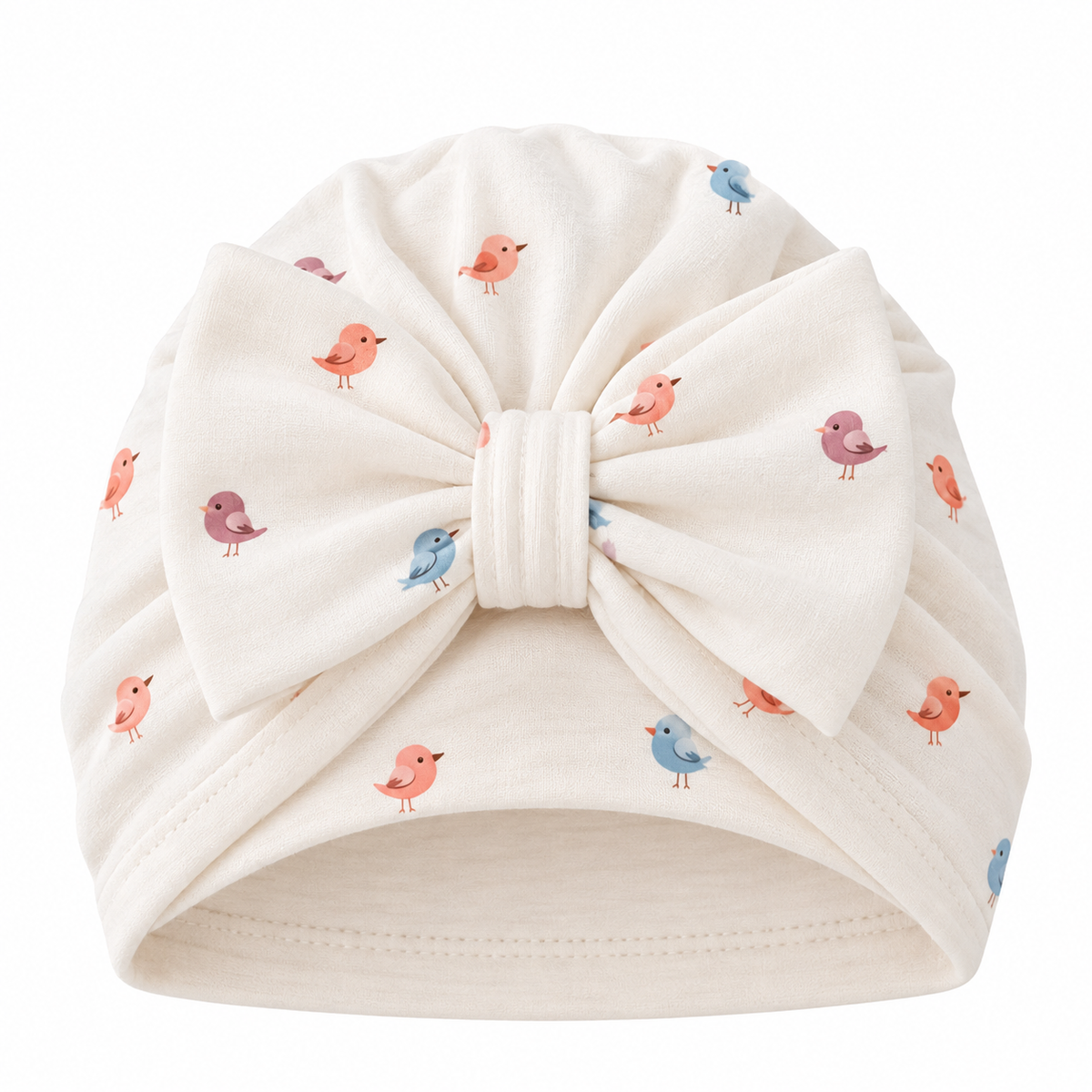 Classic Turban - Fehér Madaras Masnis Pamut Lány Turbán (Copy)