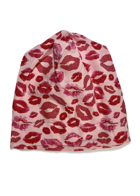 CHERRY KISS - Csókmintás Pamut Lány Beanie Sapka