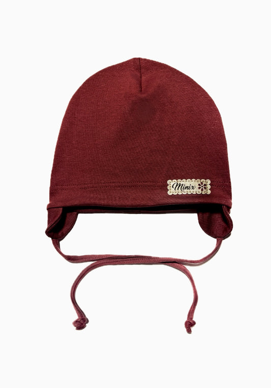 MINIX CLASSIC BABY - Burgundy Kötős Pamut Lány Sapka