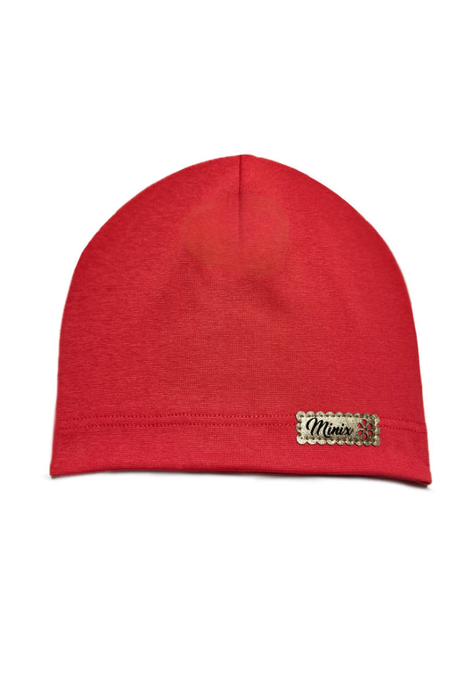 MINIX CLASSIC - Piros Pamut Lány Beanie Sapka