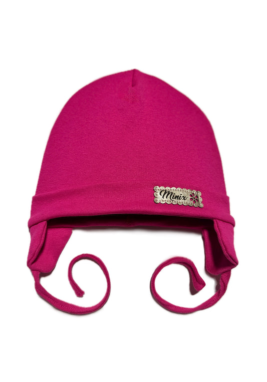 MINIX CLASSIC BABY - Fuxia Kötős Pamut Lány Sapka