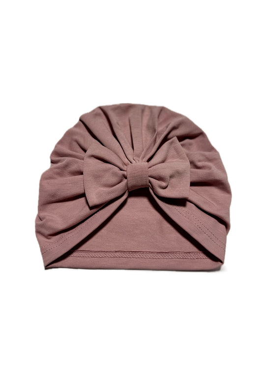 Classic Turban - Sötét Púder Masnis Pamut Lány Turbán