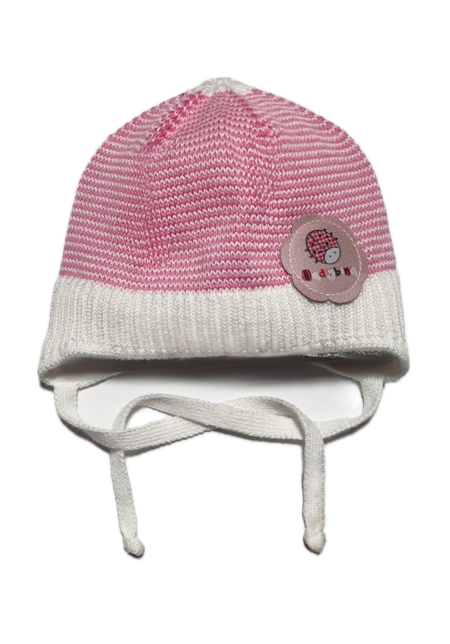 LADYBIRD BABY - Pink-Fehér Kötős Katicás Kötött Lány Sapka