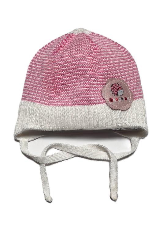 LADYBIRD BABY - Pink-Fehér Kötős Katicás Kötött Lány Sapka