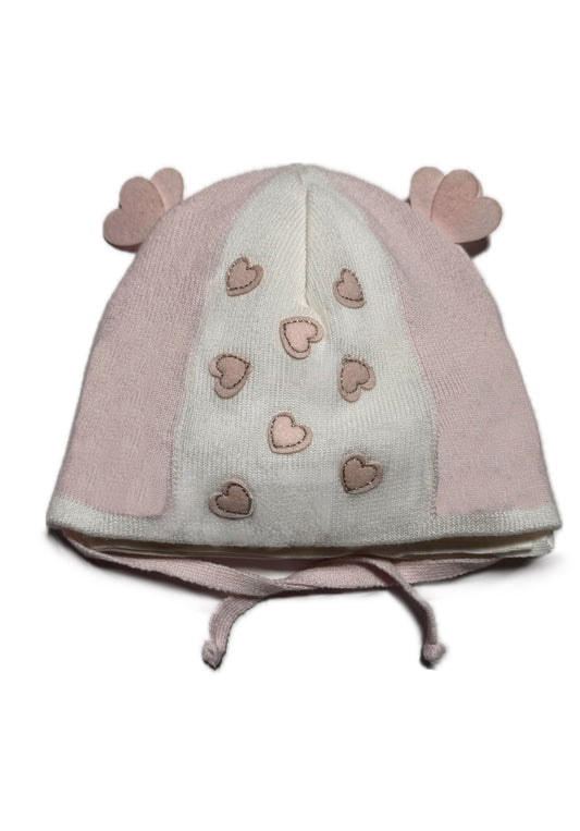 BABY HEART - Rózsaszín Kötős Szivecskés Kötött Lány Sapka