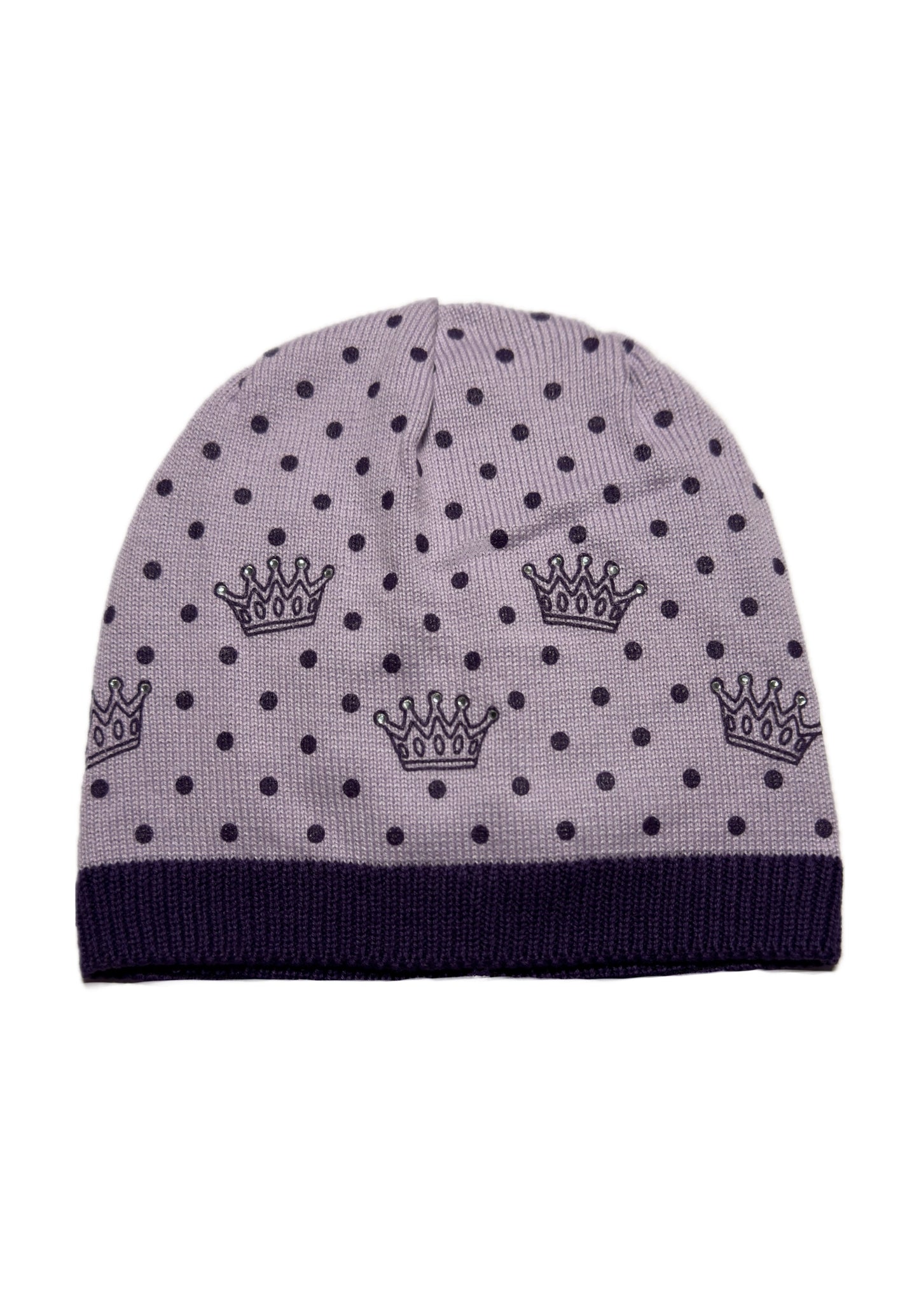 CROWN - Lila Korona Mintás Kötött Lány Beanie Sapka