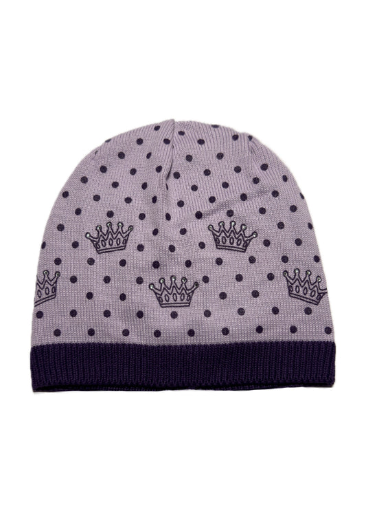 CROWN - Lila Korona Mintás Kötött Lány Beanie Sapka