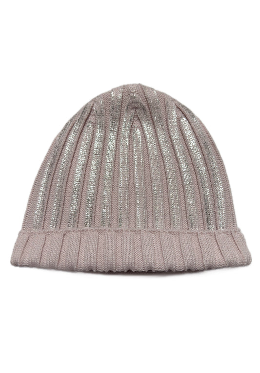 SPARKY - Púderrózsaszín Csillámos Kötött Lány Beanie Sapka