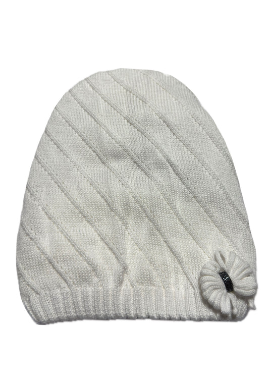 BOW GIRL - Fehér Masnis Kötött Lány Beanie Sapka