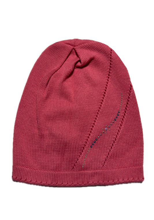 LEAF - Pink Strasszos Kötött Lány Beanie Sapka