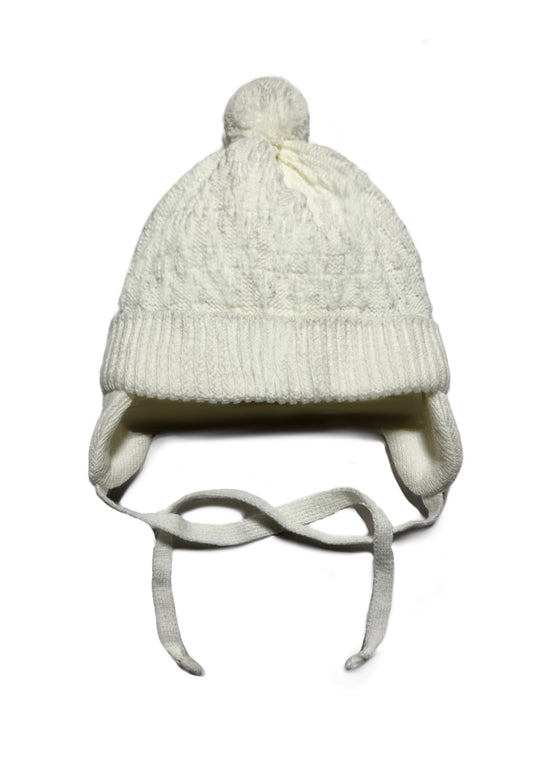 CLASSIC KNIT - Ekrü Kötős Fiú Kötött Sapka