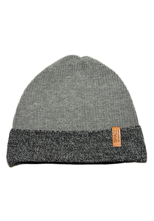 SPACE ADVENTURE - Szürke Bőrdíszes Fiú Kötött Beanie Sapka