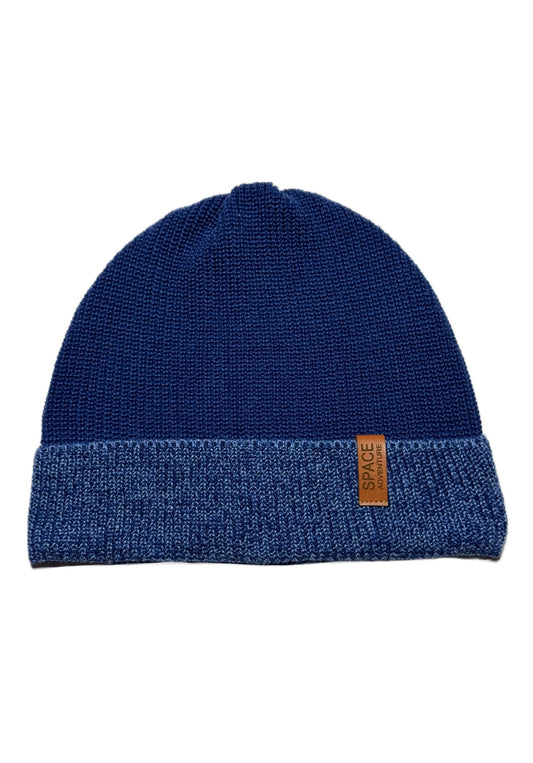 SPACE ADVENTURE - Kék Bőrdíszes Fiú Kötött Beanie Sapka