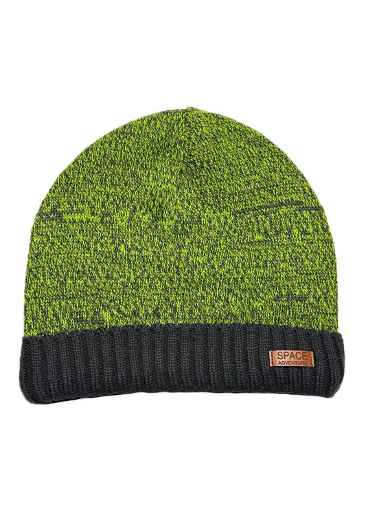 SPACE ADVENTURE - Zöld Bőrdíszes Fiú Kötött Beanie Sapka