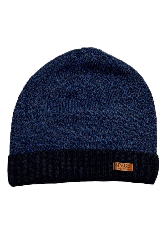 SPACE ADVENTURE - Sötétkék Bőrdíszes Fiú Kötött Beanie Sapka