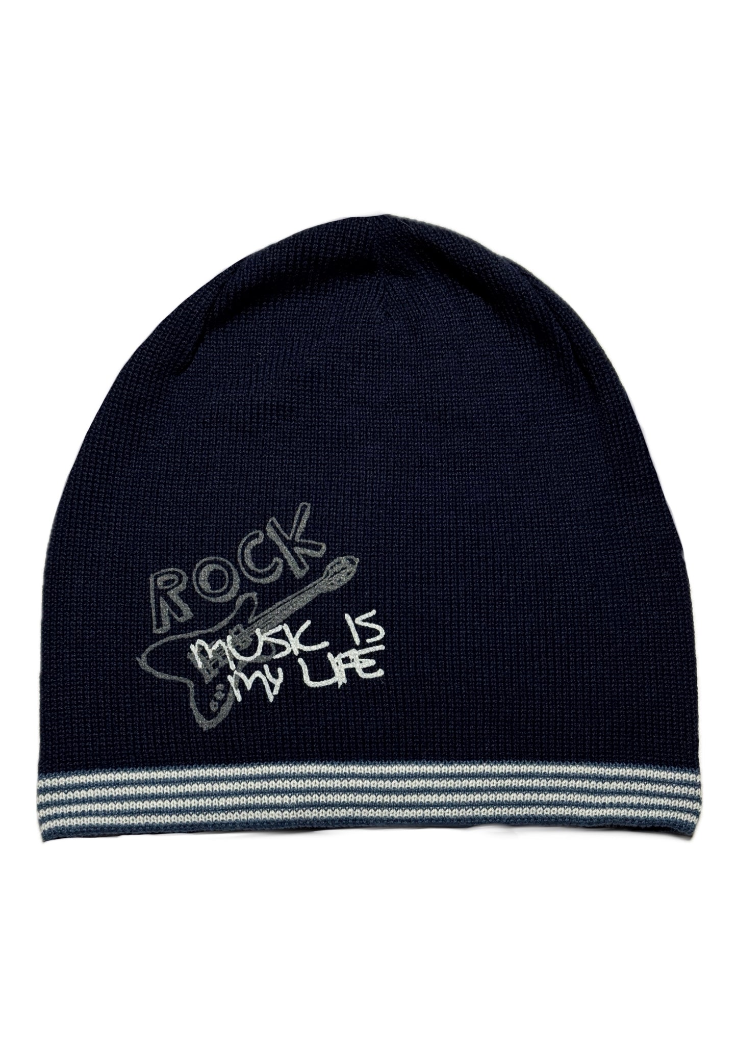 ROCK - Sötétkék Gitár Mintás Fiú Kötött Beanie Sapka