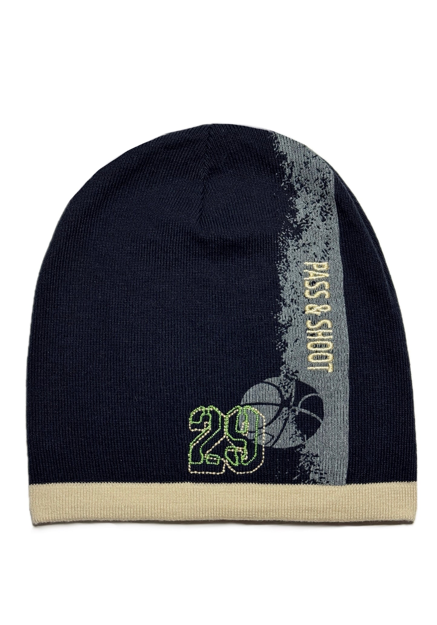 BASKETBALL - Sötétkék Feliratos Fiú Kötött Beanie Sapka