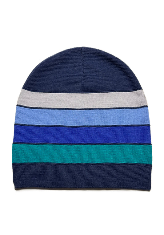 STRIPES - Kék Csíkos Fiú Kötött Beanie Sapka