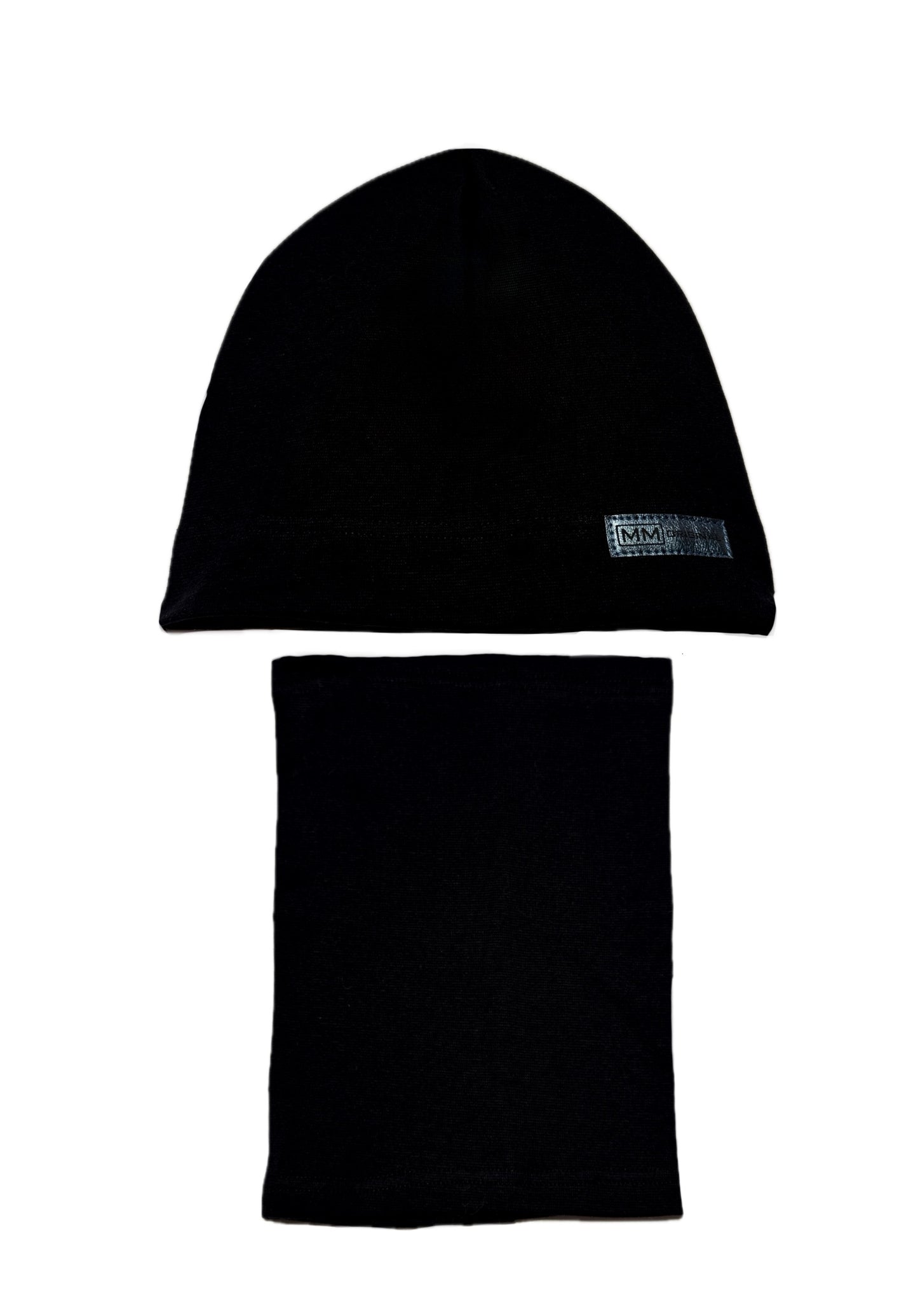 MM ORIGINAL SET - Fekete Pamut Fiú Beanie Sapka és Csősál Szett