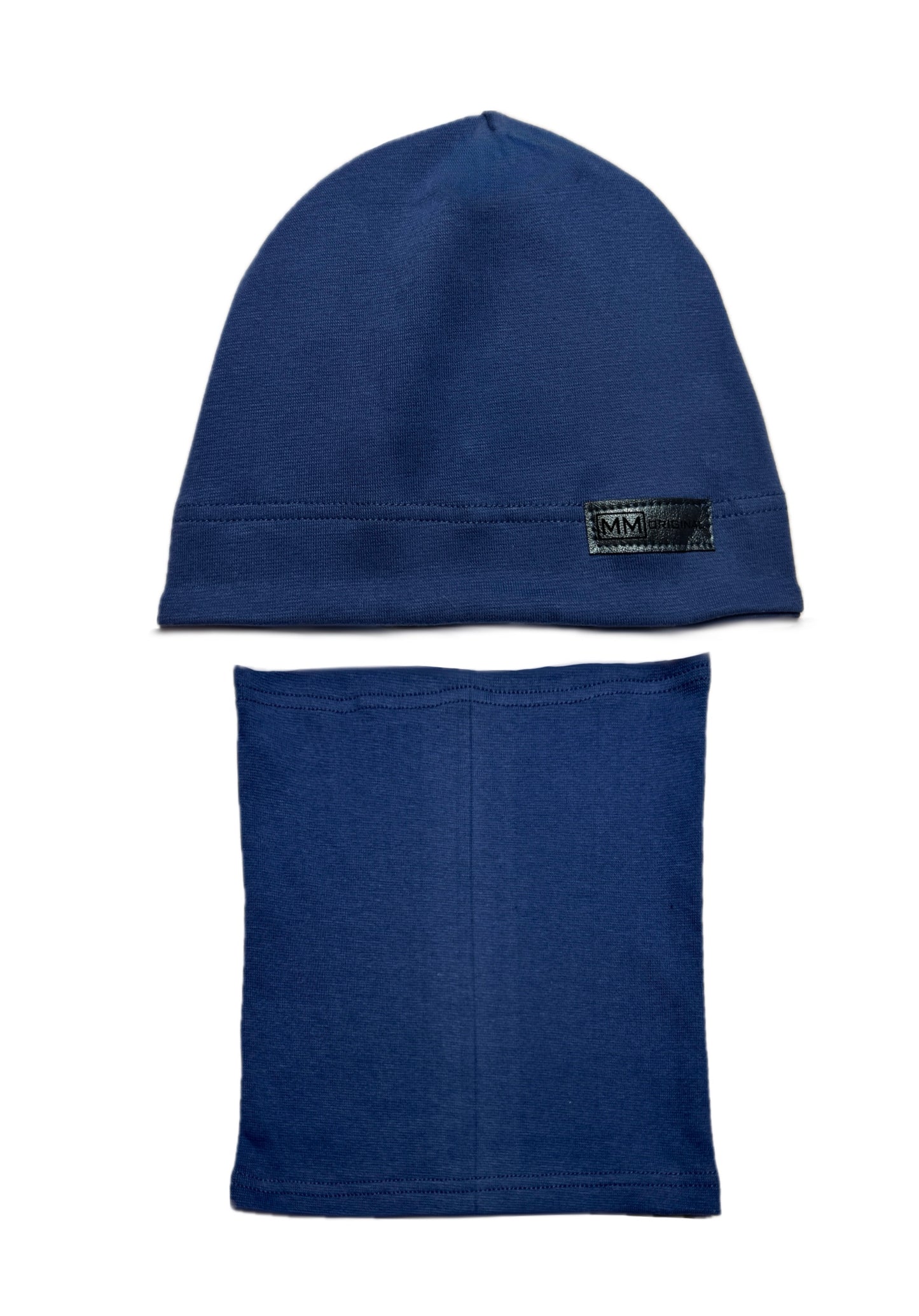 MM ORIGINAL SET - Kék Pamut Fiú Beanie Sapka és Csősál Szett