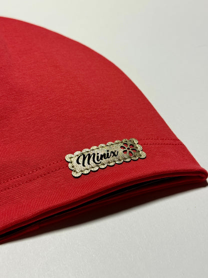 MINIX CLASSIC - Piros Pamut Lány Beanie Sapka