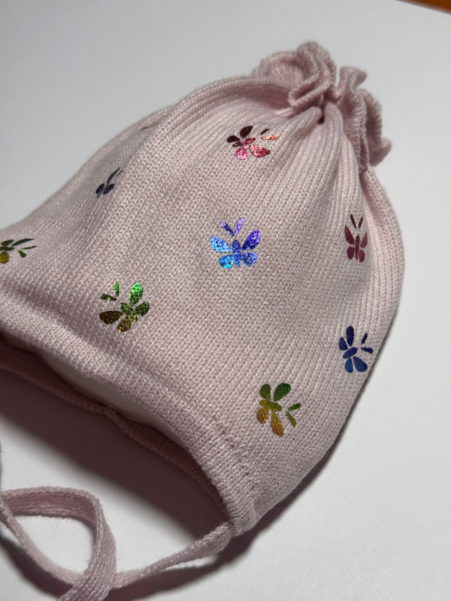 RAINBOW BUTTERFLY - Kötős Rózsaszín Pillangós Kötött Lány Sapka