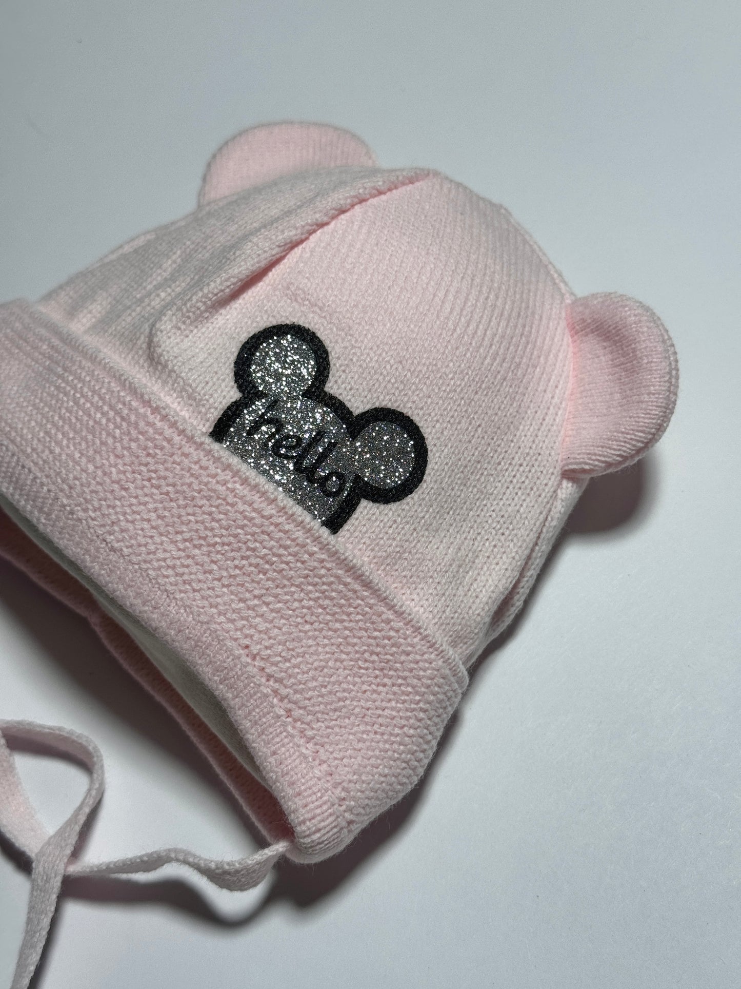HELLO MINNIE - Rózsaszín Kötős Csillámos Egér Mintás Kötött Lány Sapka