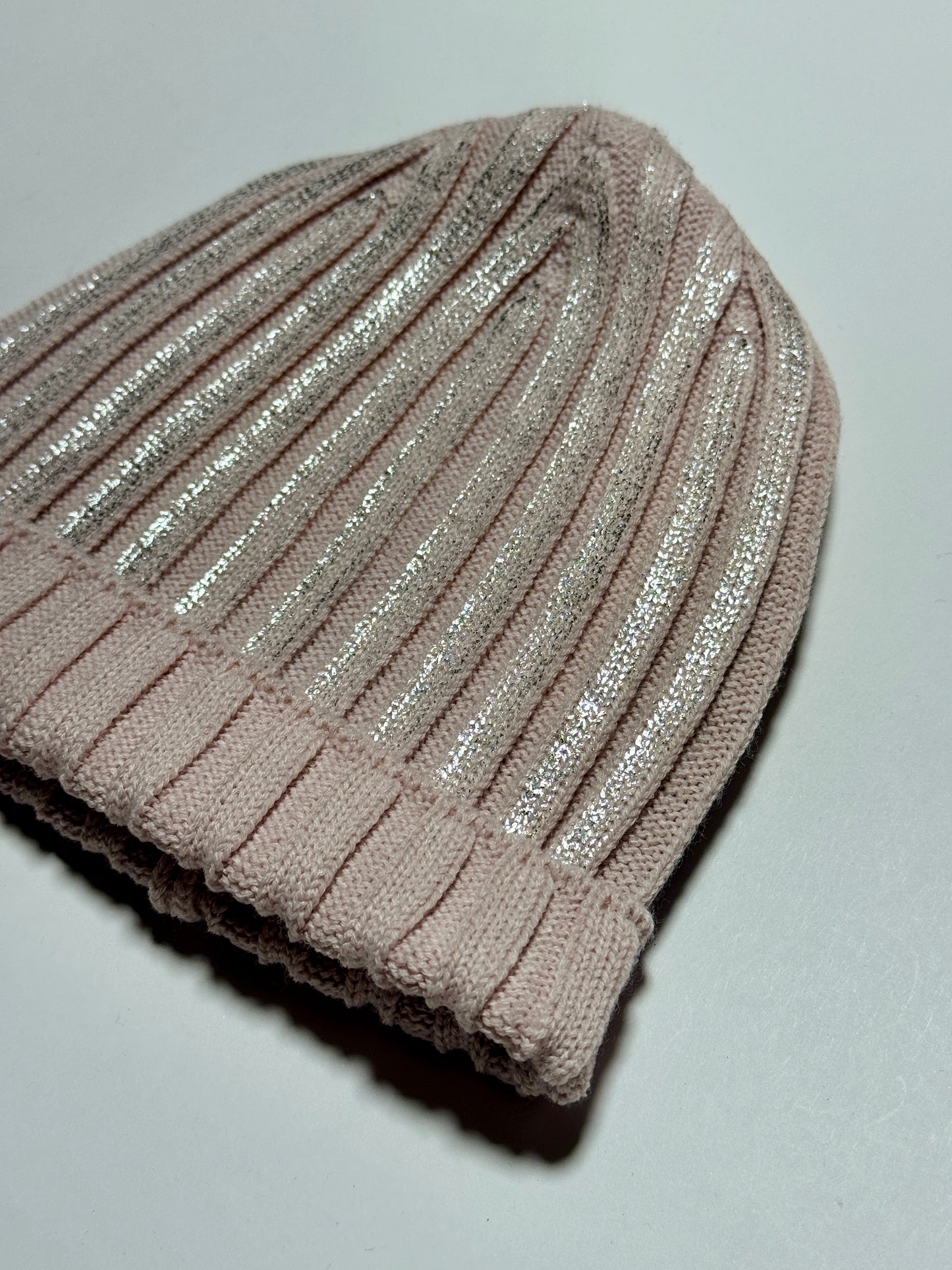 SPARKY - Púderrózsaszín Csillámos Kötött Lány Beanie Sapka